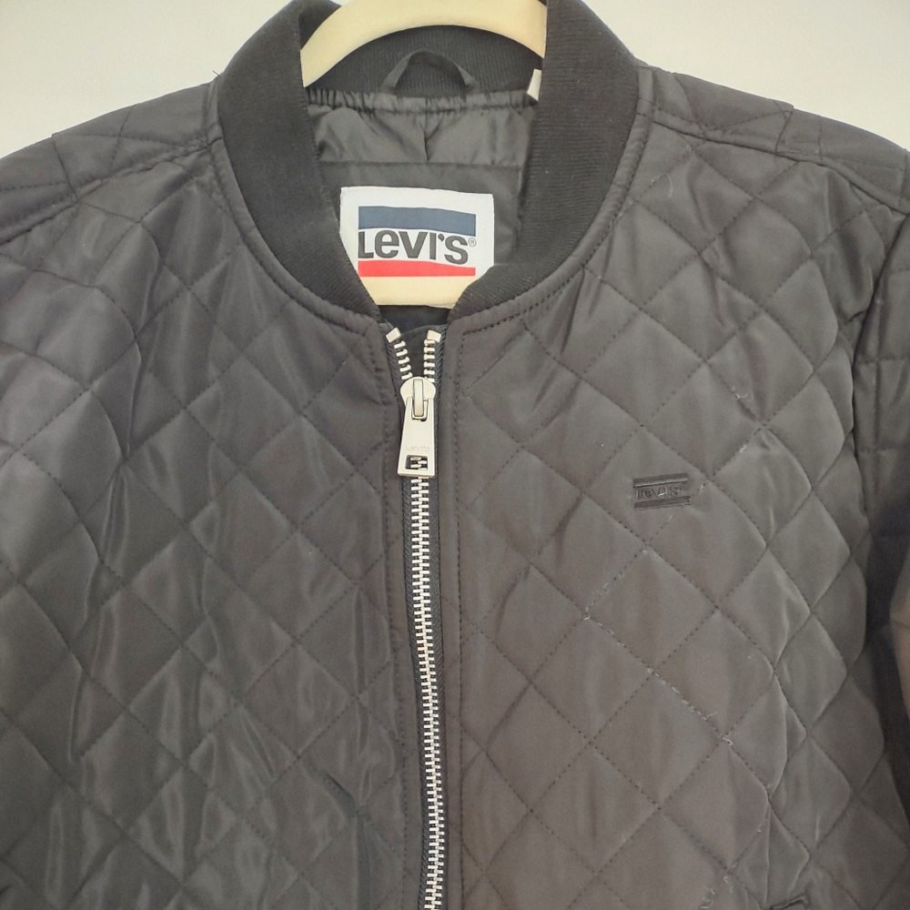 Levi's Quilted Zip Front Nylon Black Bomber Jacket Size XXL - Picture 3 of 8